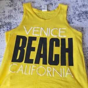 Vintage Alstyle Yellow Venice Beach California tank top Black White Yellow